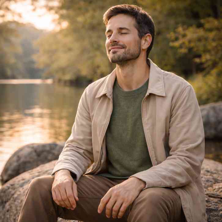 hombre en calma regulando el sistema nervioso
